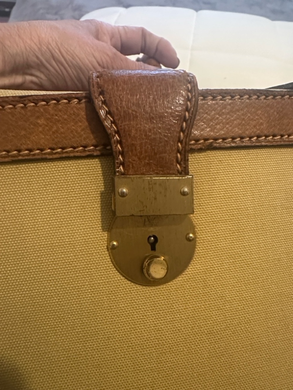 GUCCI Vintage1970s Doctor travel bag Cream Canvas and Tan Leather Top-Handle - Picture 5 of 15